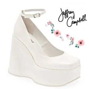 Jeffrey Campbell YAZMIN Wedge Platform Shoe in White Patent